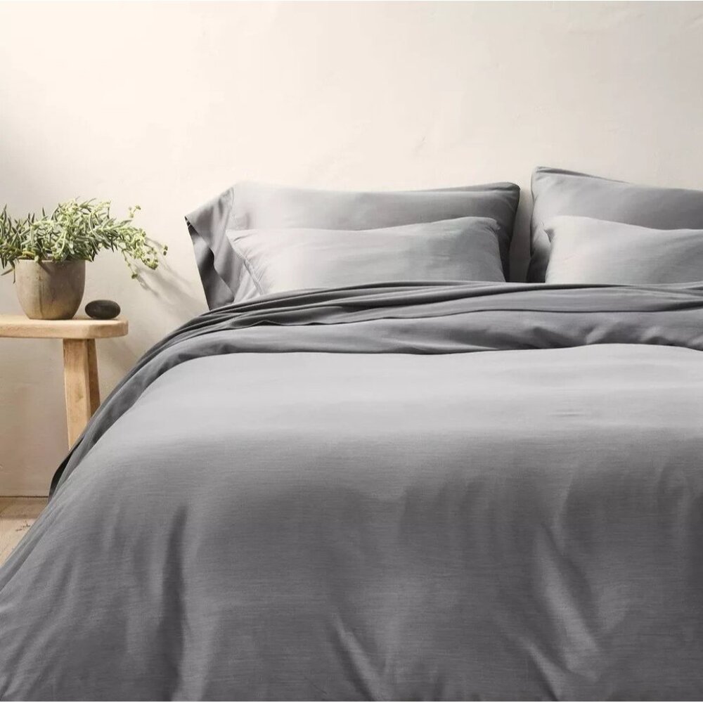 Casaluna Blissful Series King Size Dark Gray Bamboo Rayon 3 Piece Duvet Set